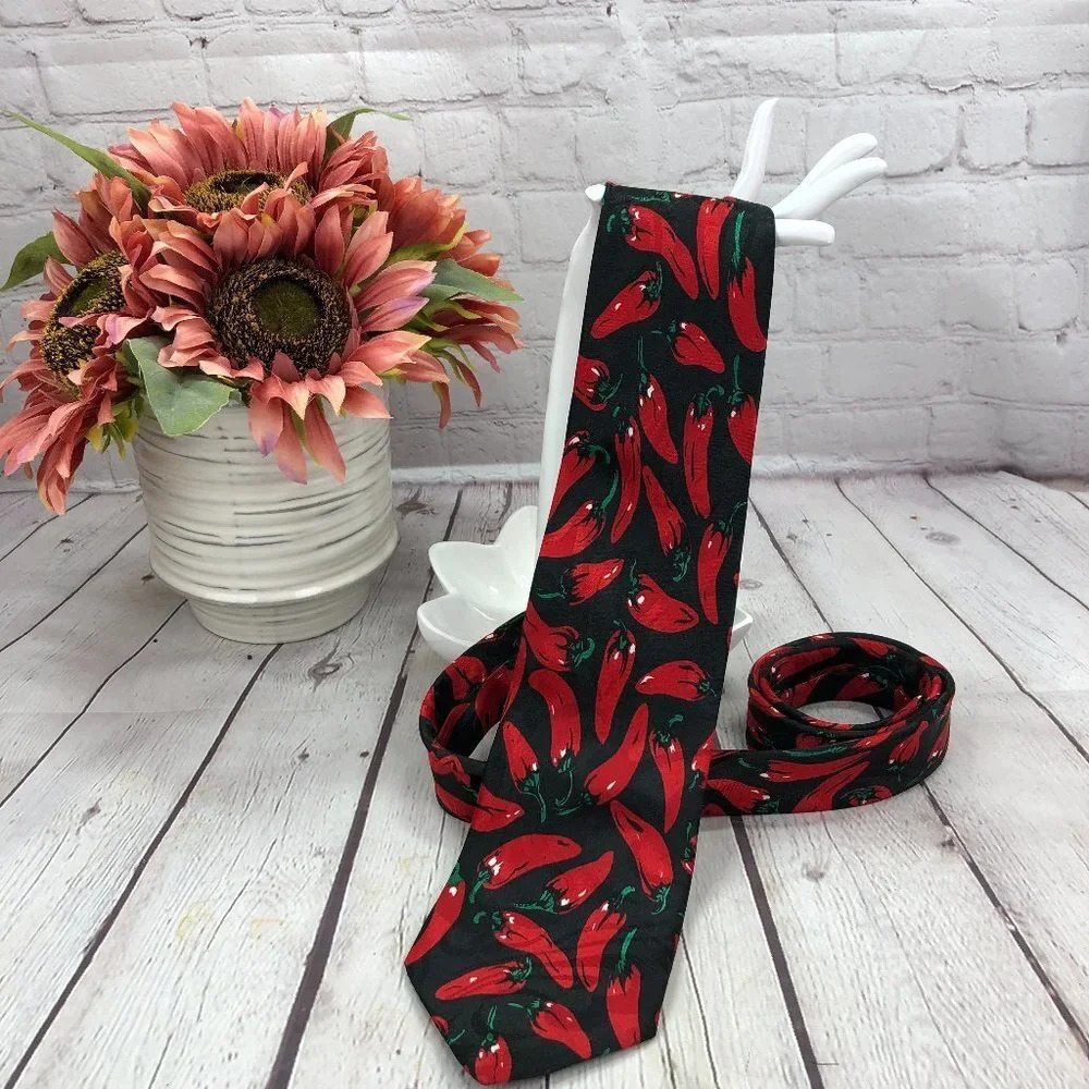 Steven harris hand made tie red chili peppers preppy business office